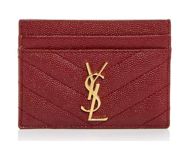 YSL Monogram Card Case in Grained Leather